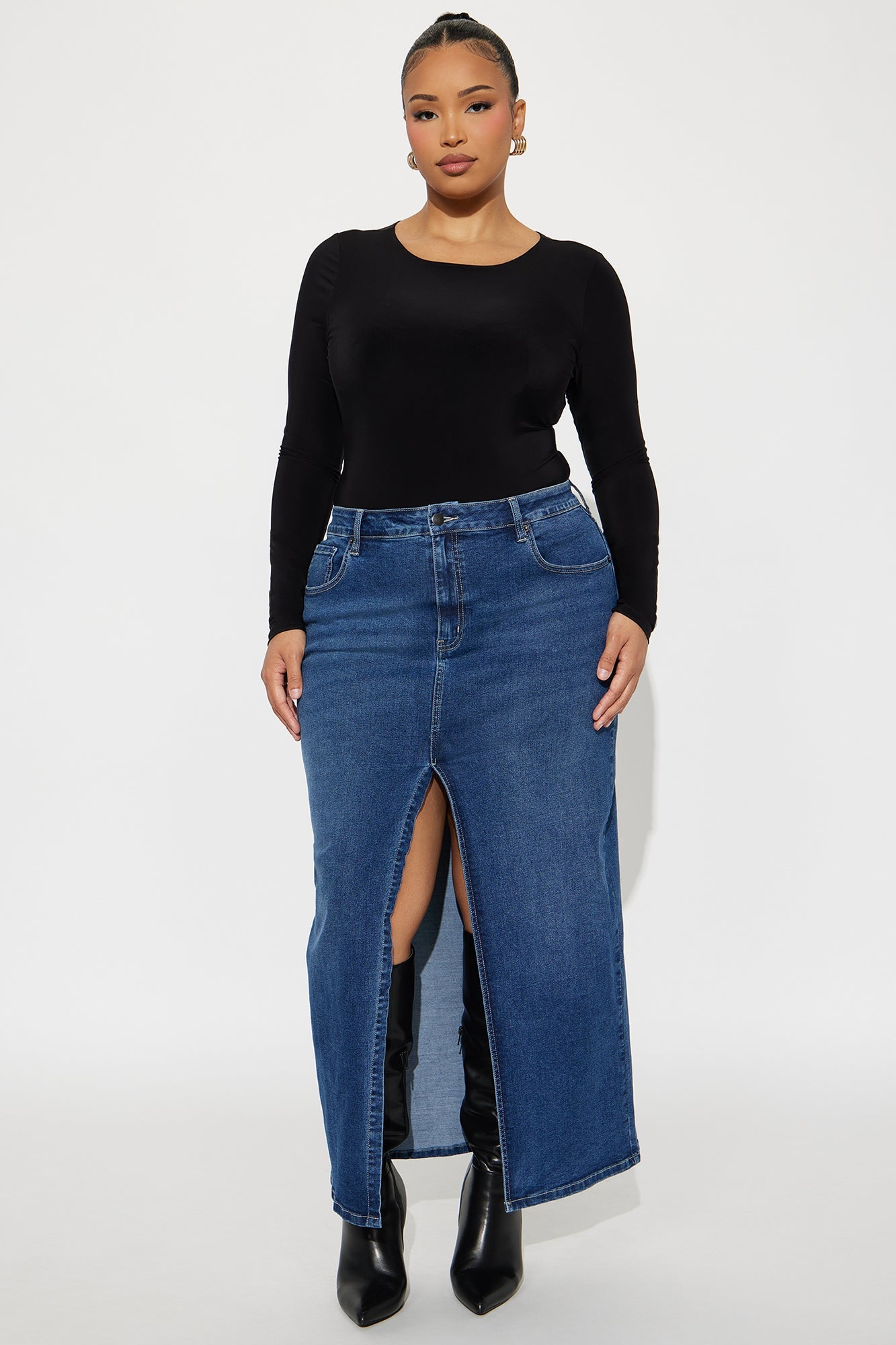 Nicole Denim Maxi Skirt - Dark Wash
