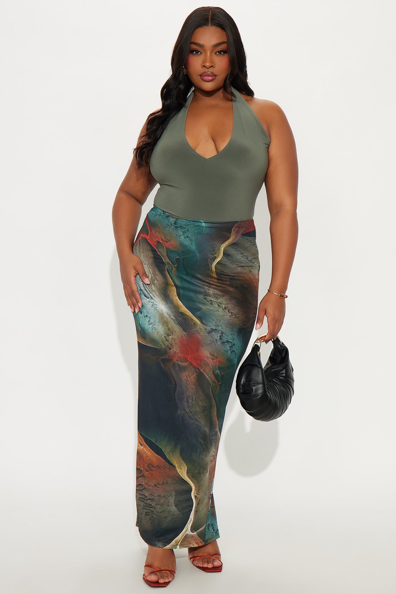Figuring It Out Abstract Mesh Maxi Skirt - Multi Color