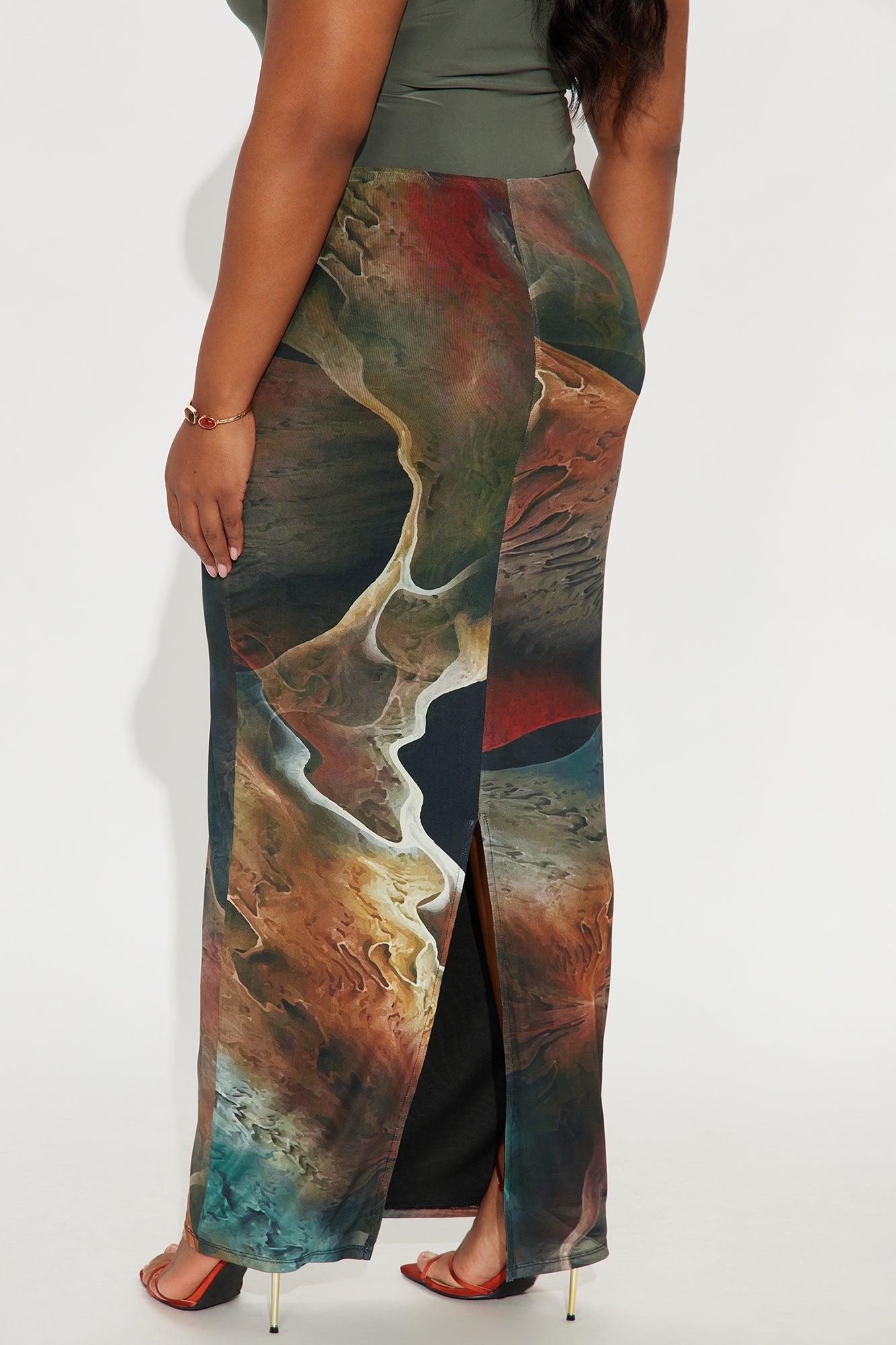 Figuring It Out Abstract Mesh Maxi Skirt - Multi Color
