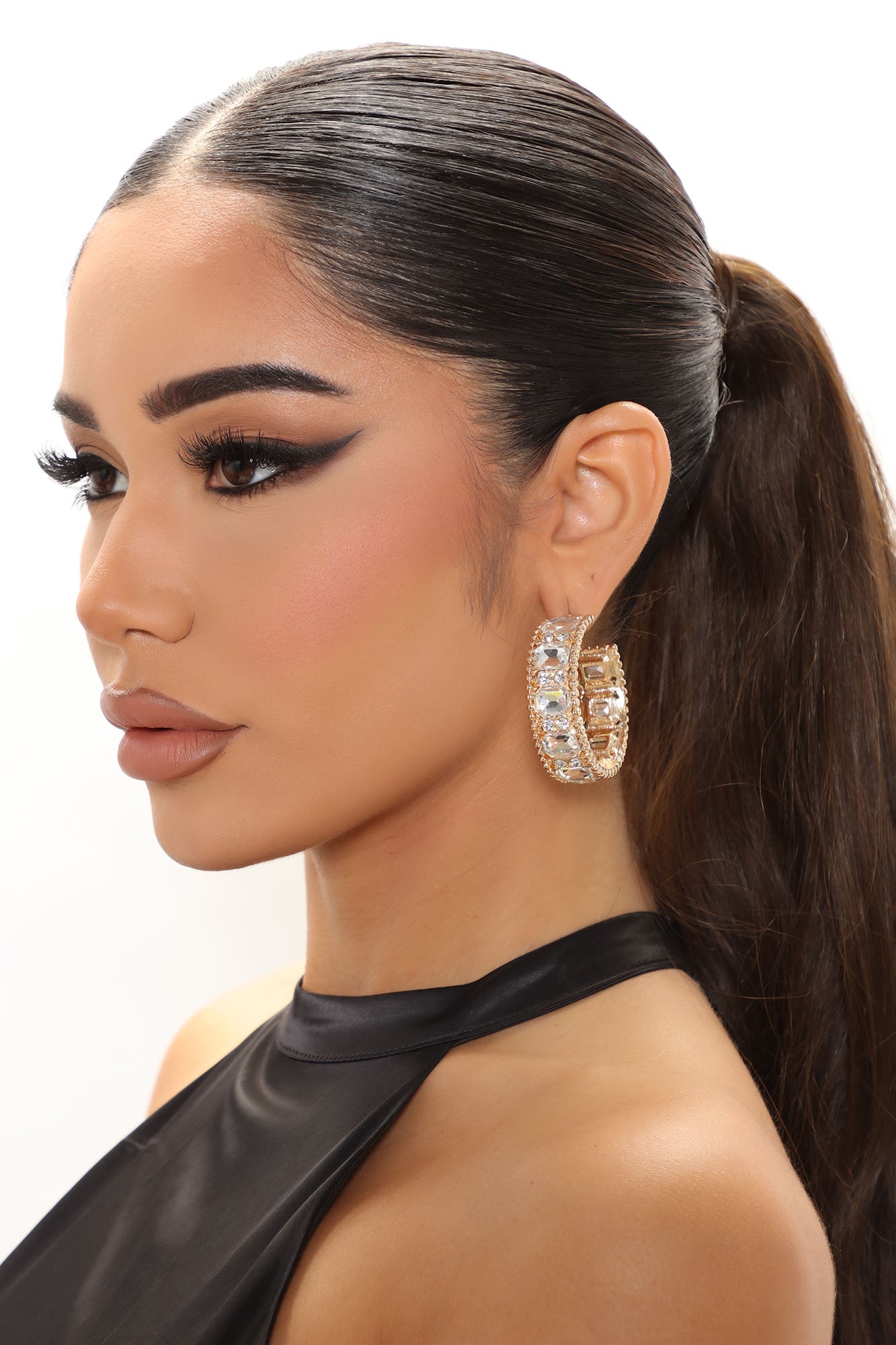 Call Me Royalty Hoop Earrings - Gold/Clear