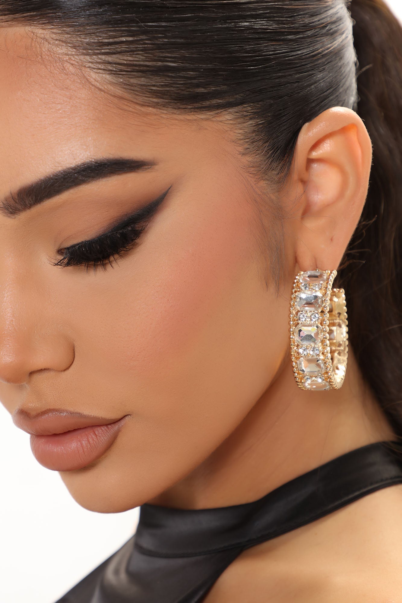 Call Me Royalty Hoop Earrings - Gold/Clear