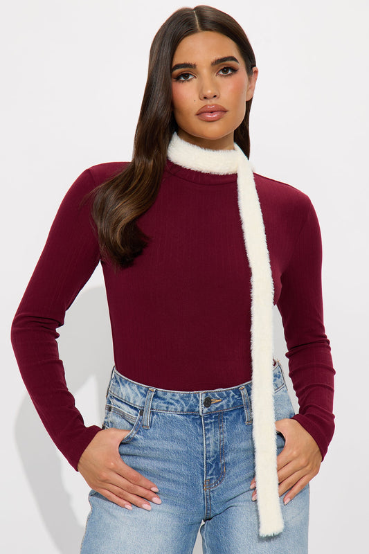 Autumn Time Faux Fur Skinny Scarf - Ivory