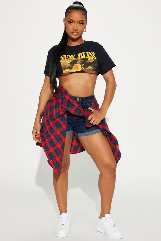 No Muffin Top Denim Shorts - Dark Denim