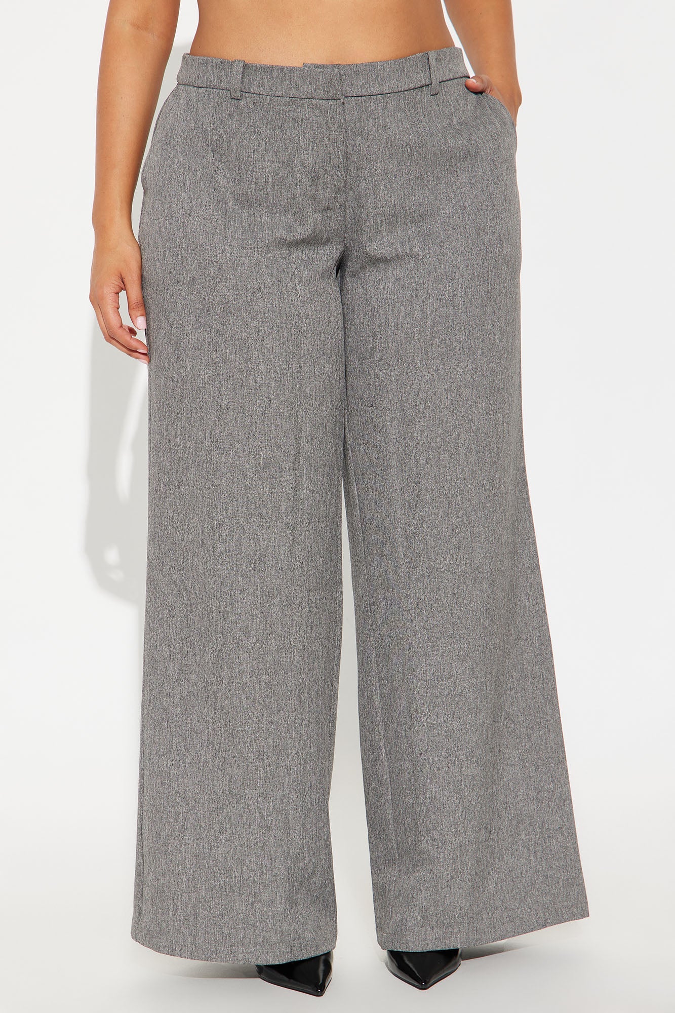 Ava Crepe Wide Leg Trousers 33 - Light Grey