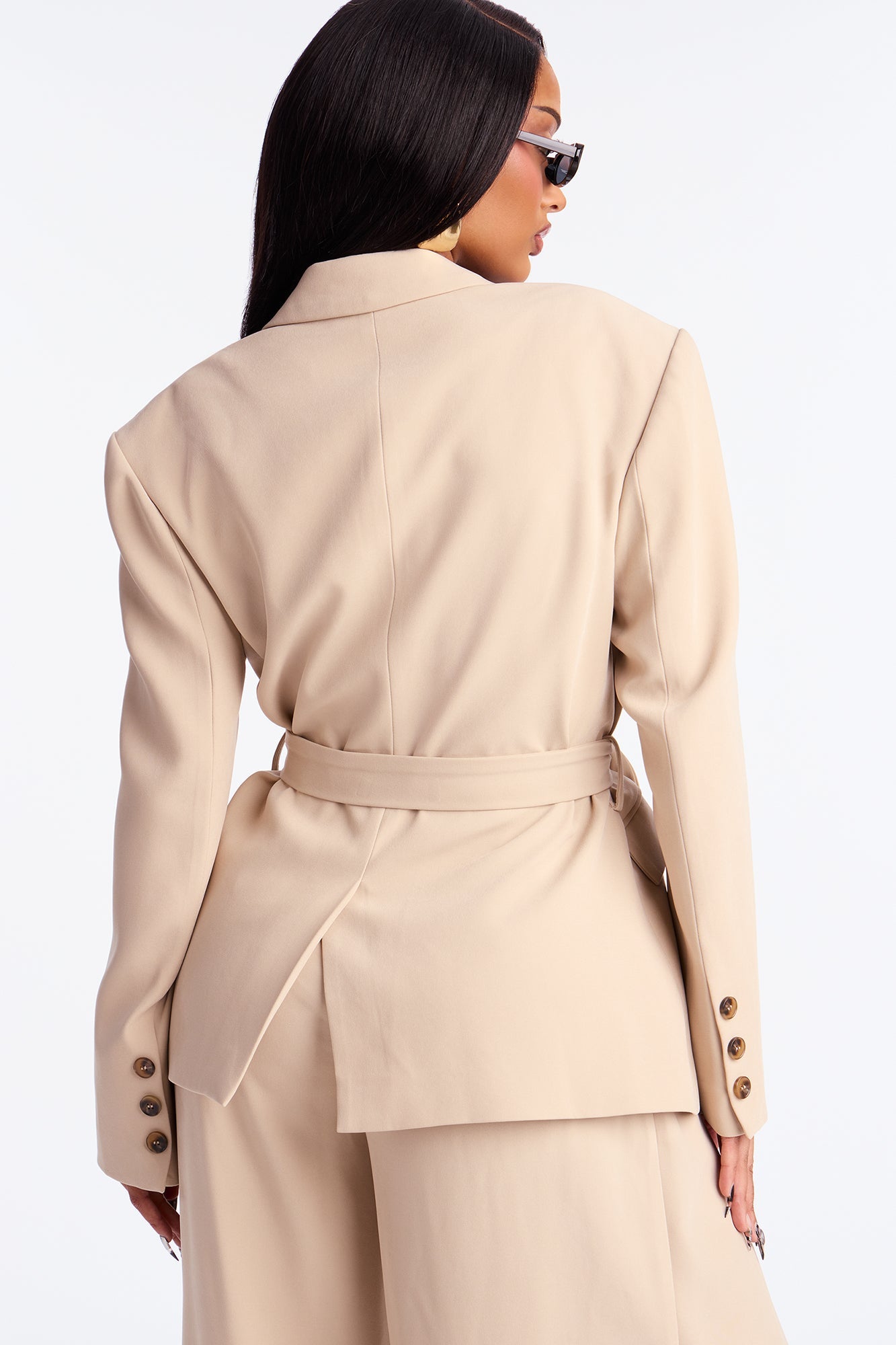 End Of Time Double Breasted Blazer - Stone