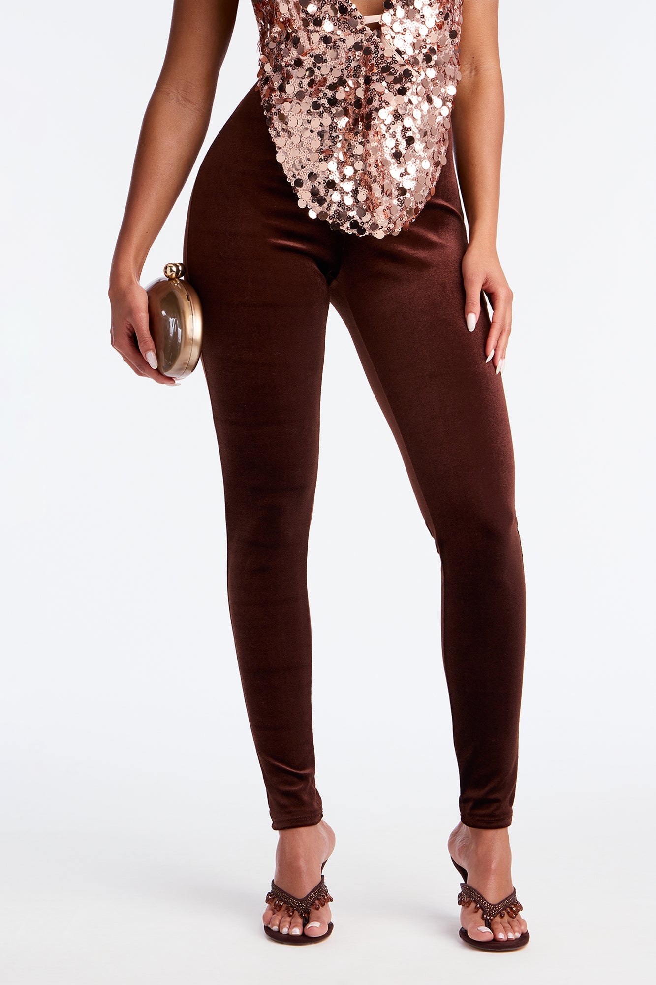 Analisa High Rise Velvet Leggings - Chocolate