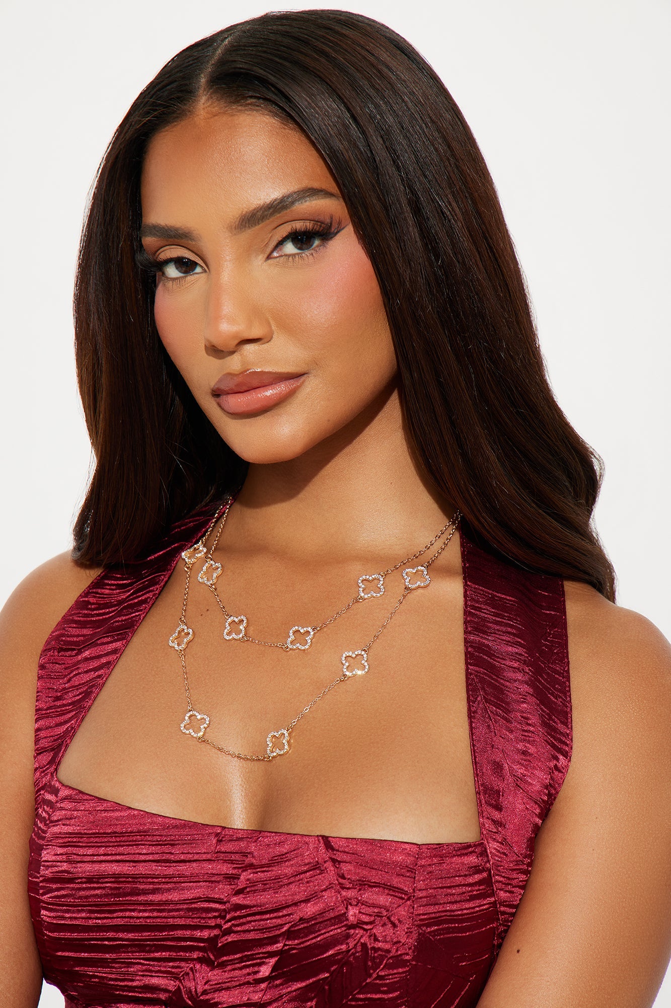 Filed Of Clovers Necklace - Gold