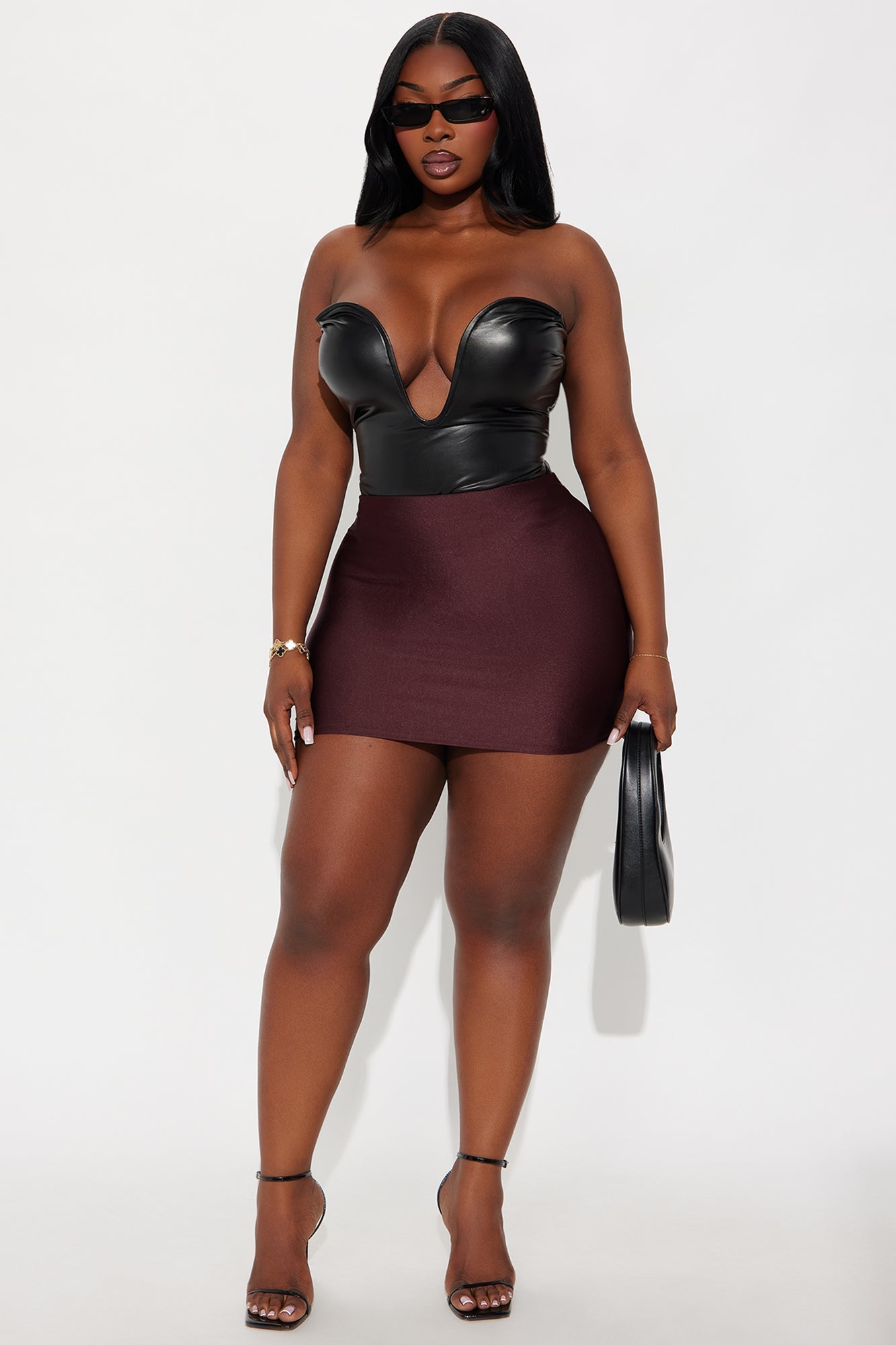 Hard To Get High Shine Micro Mini Skirt - Chocolate