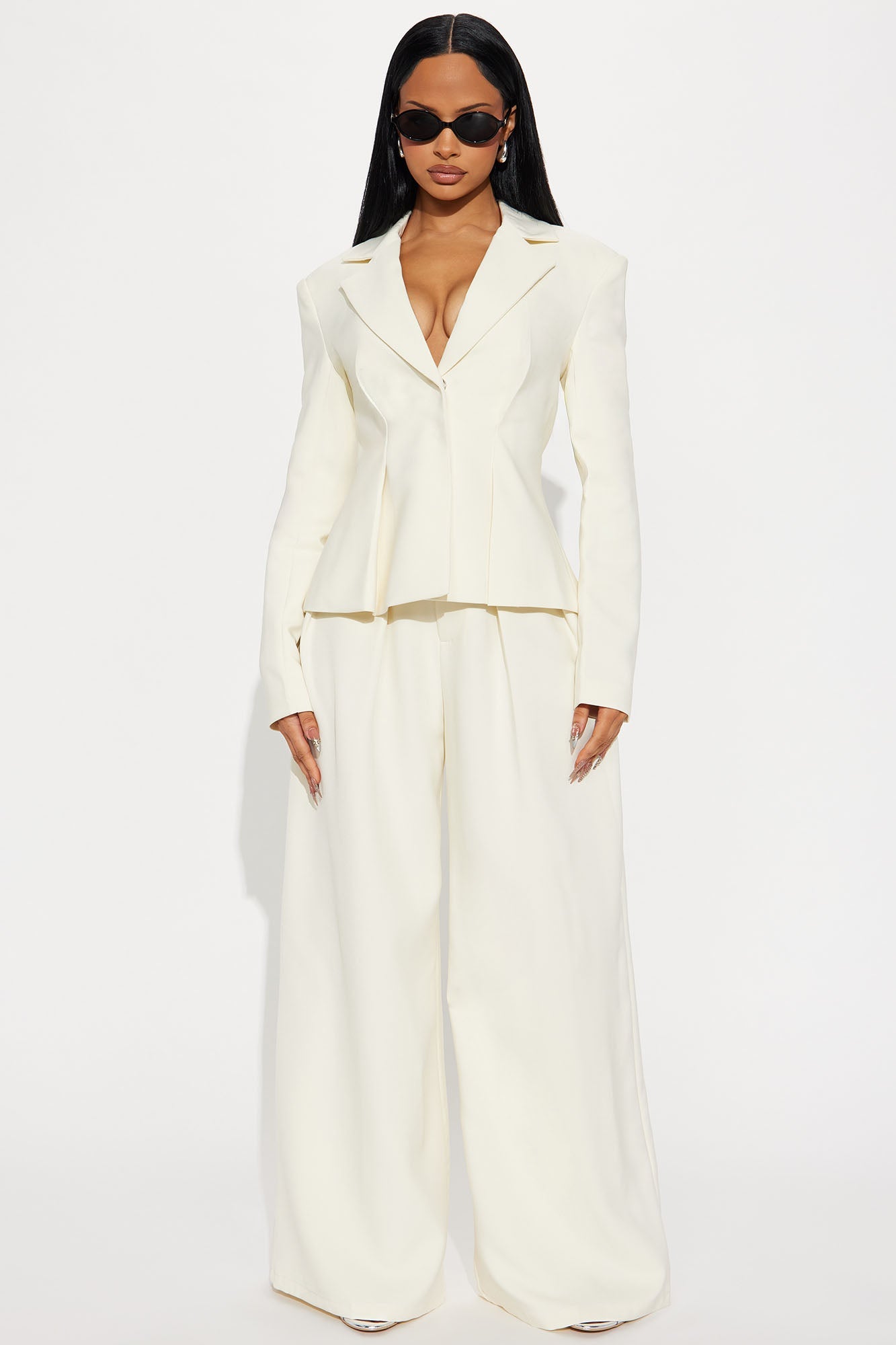 Luxe Living Pleated Blazer - Ivory
