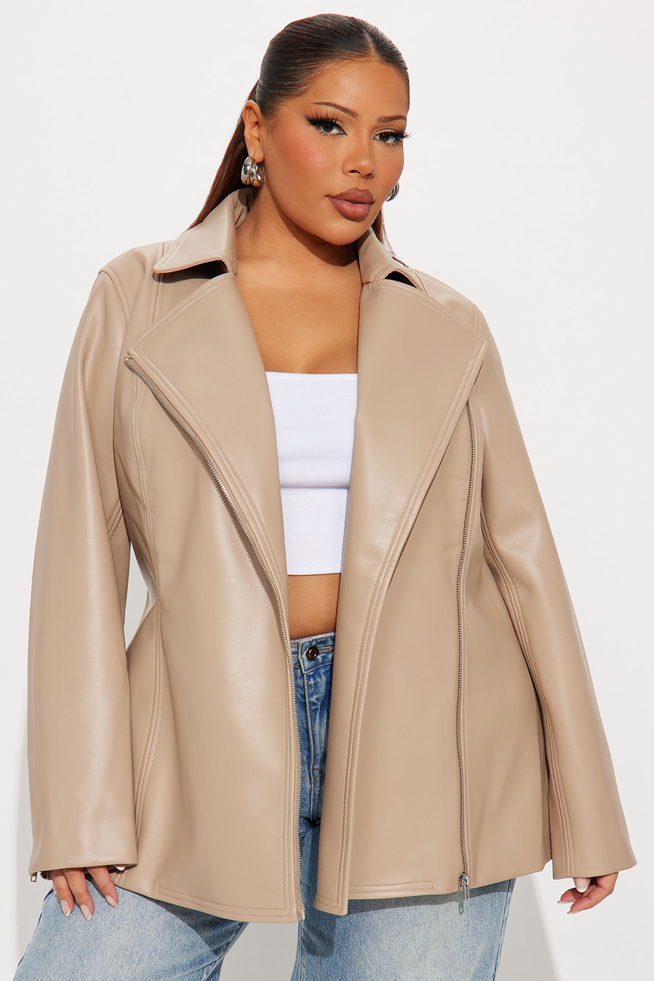 Dusk To Dawn Faux Leather Moto Jacket - Mocha