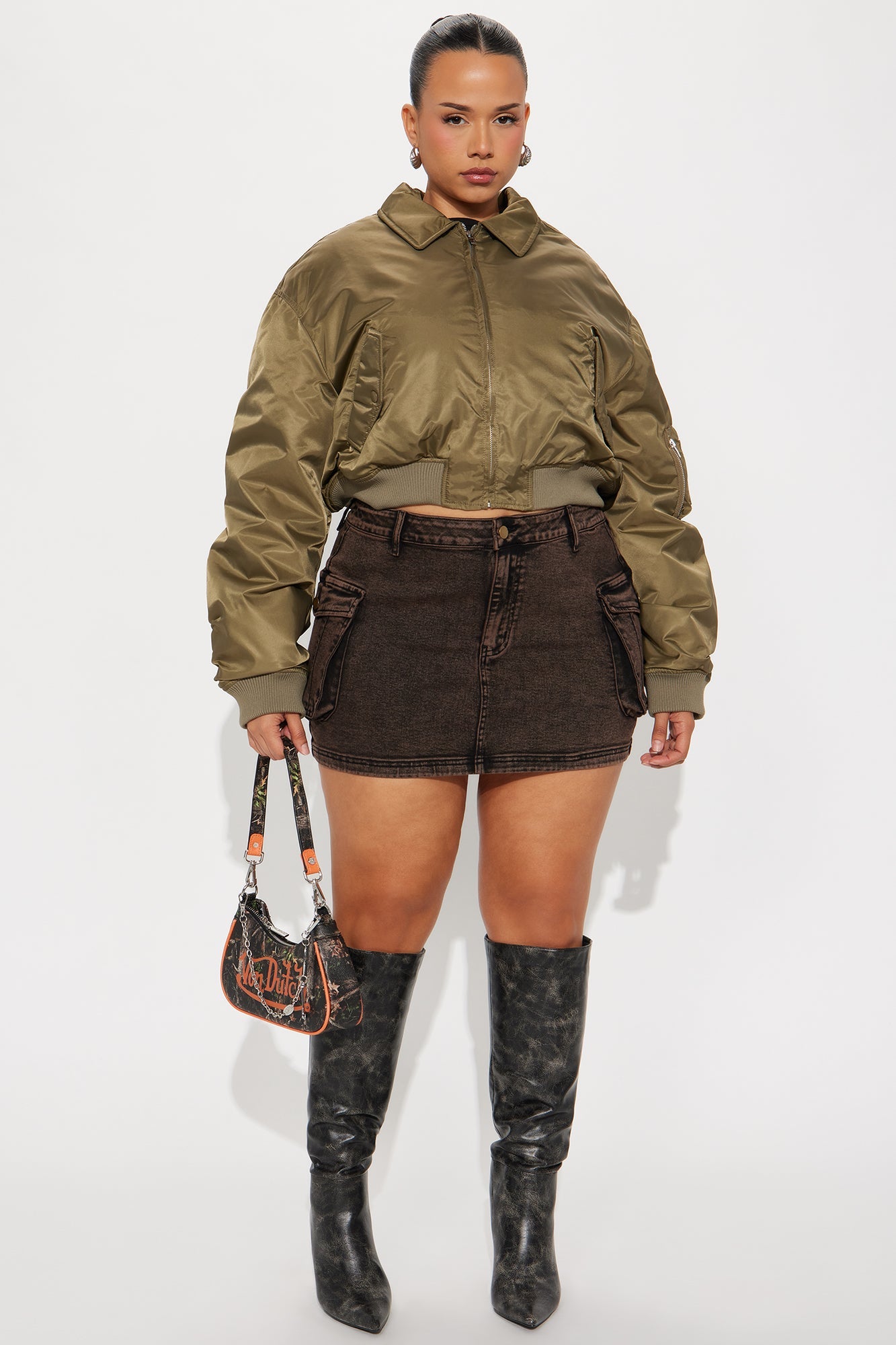 Davi Mineral Wash Brown Denim Mini Skirt - Brown