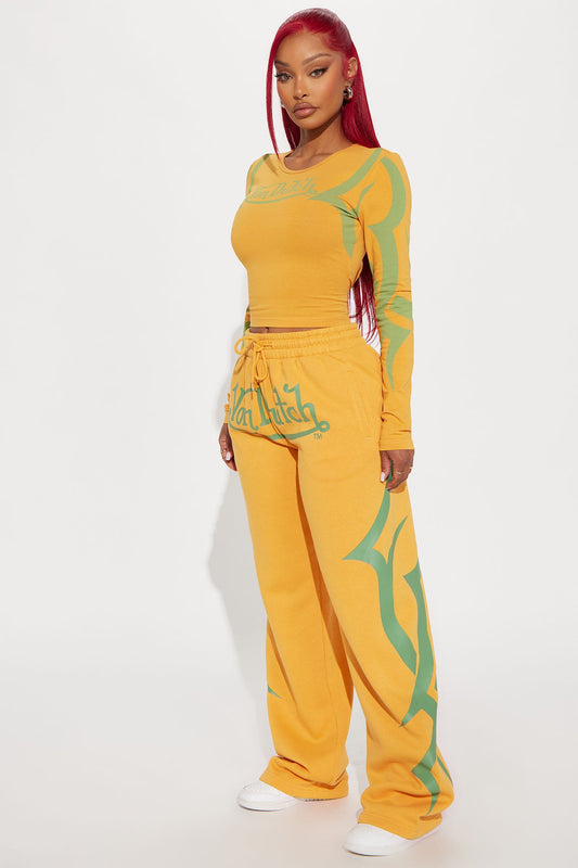 Von Dutch Trendy Wide Leg Pant - Orange/combo