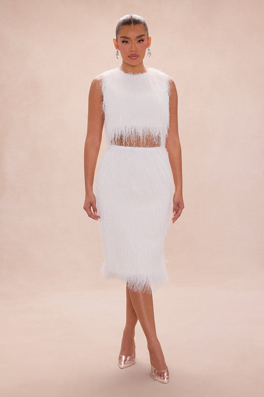 Amberlyn Shaggy Midi Skirt - Cream