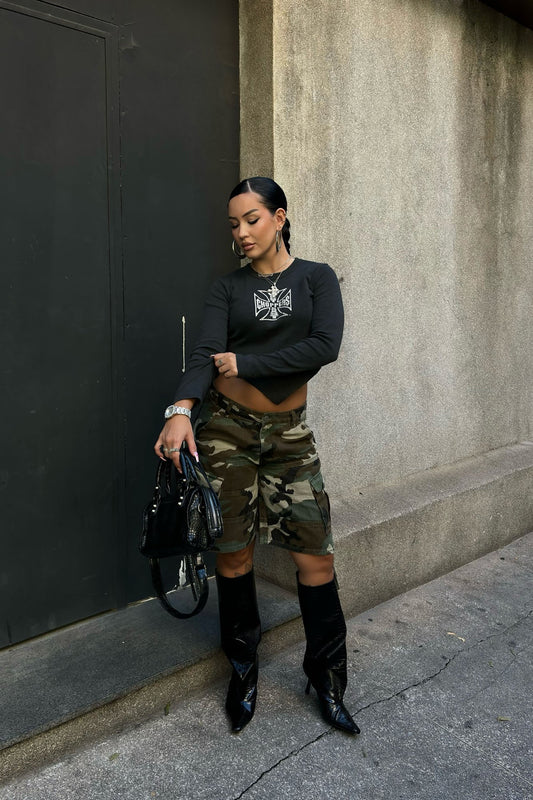 Pick Your Battles Camo Cargo Jorts - Camouflage