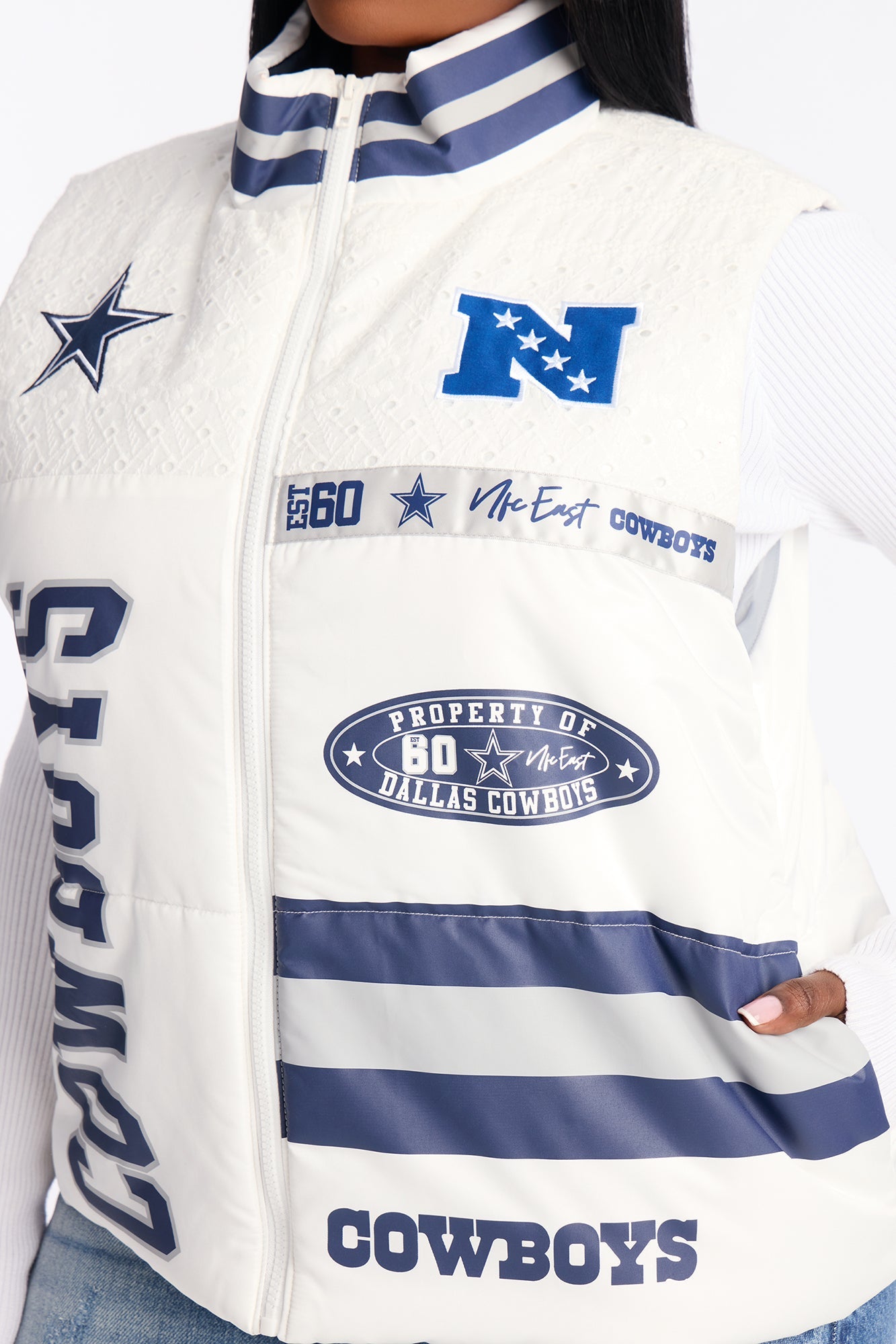 NFL Cowboys Fan Puffer Vest - White