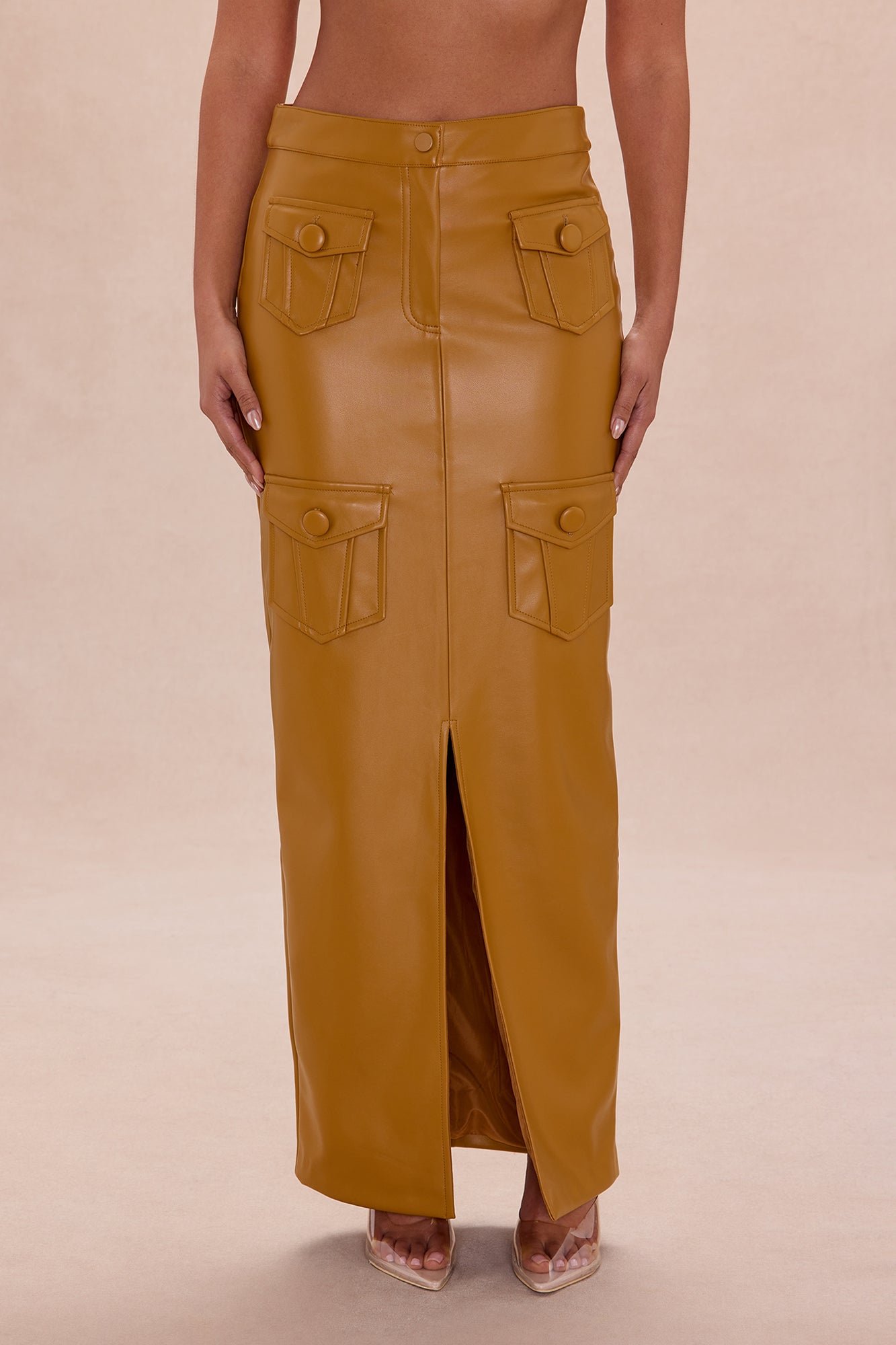 Up To No Good Midi Skirt - Camel