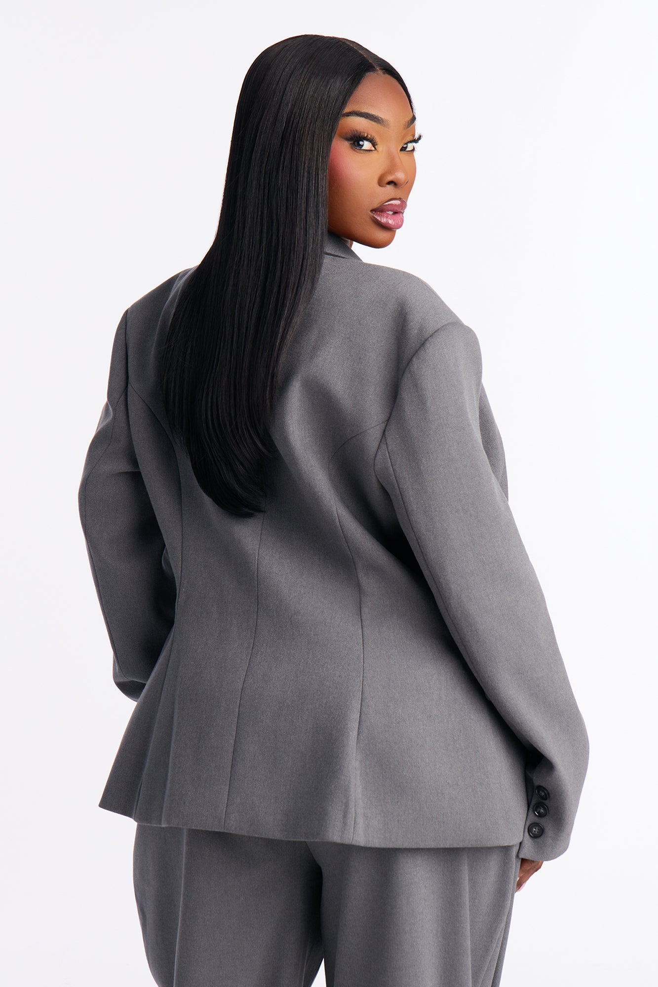 Financial Goals Double Breasted Blazer - Charcoal