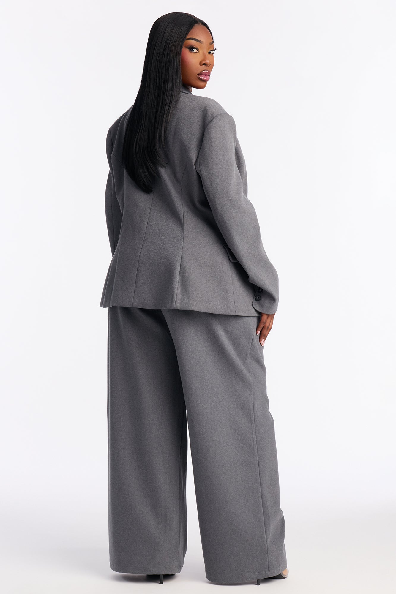 Financial Goals Double Breasted Blazer - Charcoal