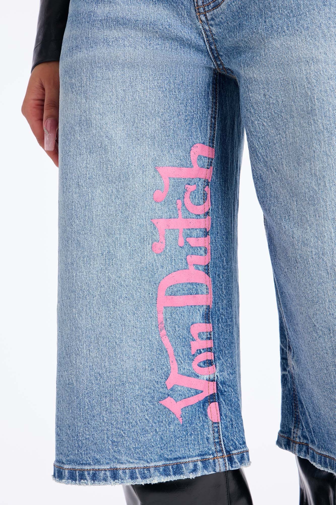 Von Dutch Wings Denim Jorts - Medium Wash