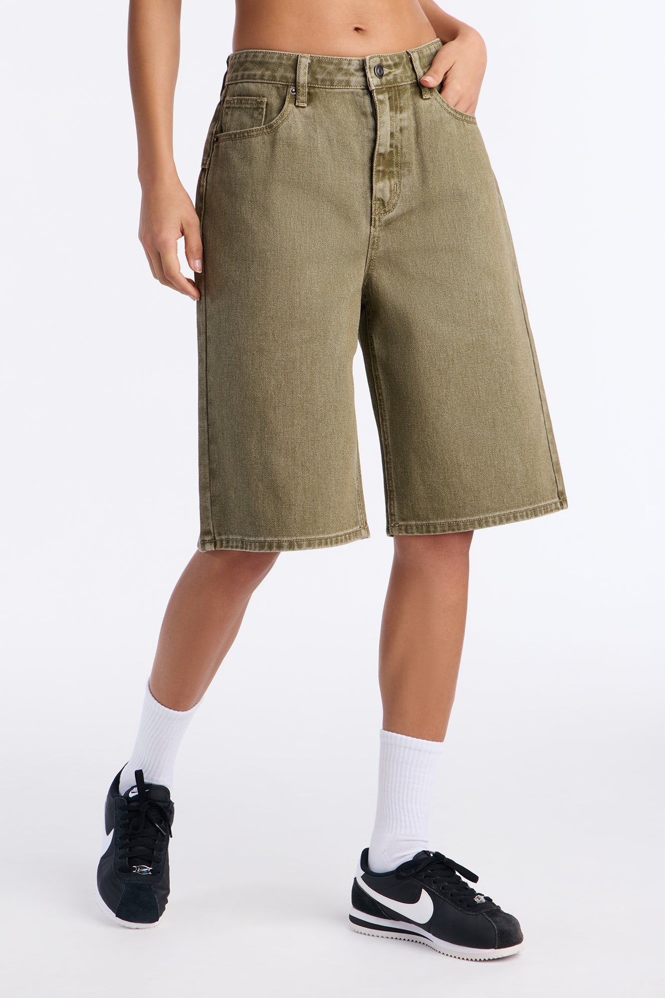 Sophie Classic 90's Denim Jorts - Olive