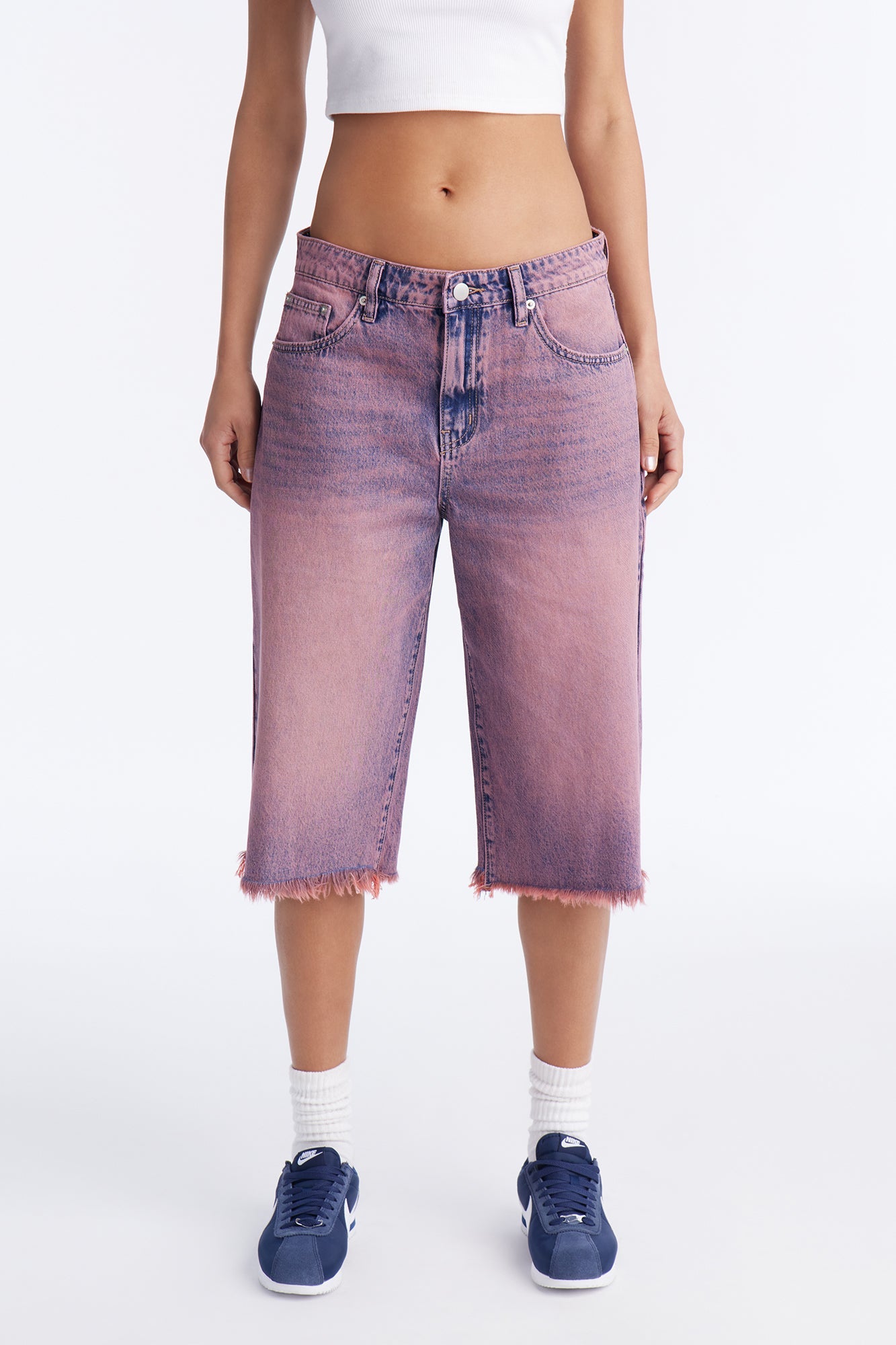 Lost In Love Cut Off Denim Jorts - Pink