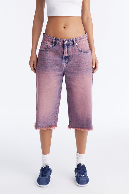 Lost In Love Cut Off Denim Jorts - Pink