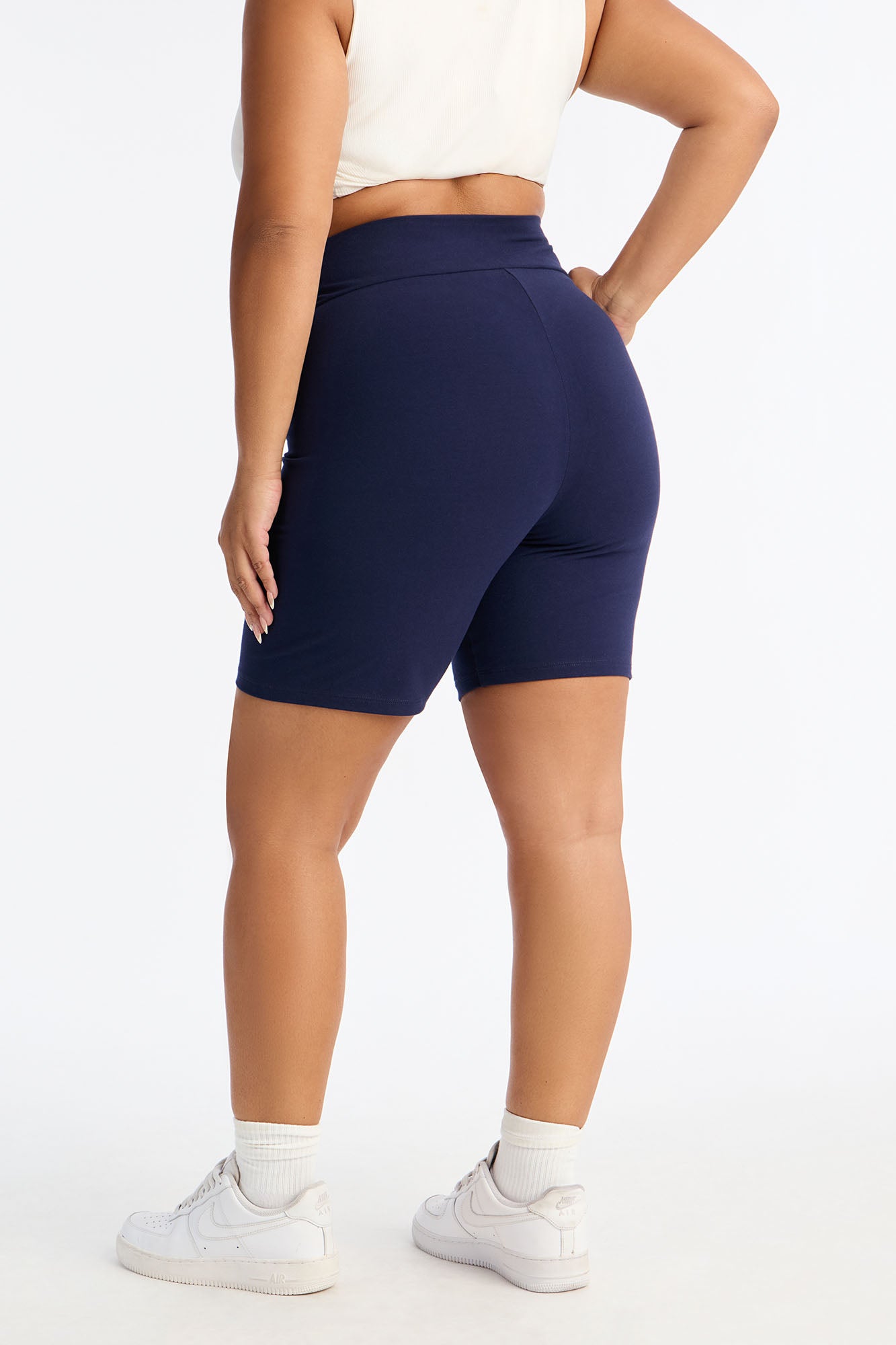 Quinn High Rise Everyday Cotton Biker Short 7″ - Navy
