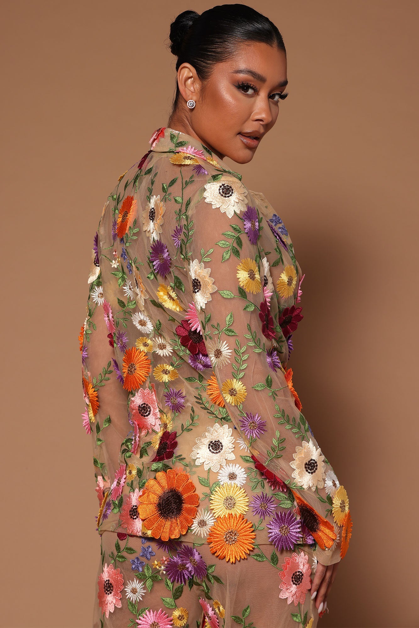 Celena Embroidered Jacket - Nude/combo