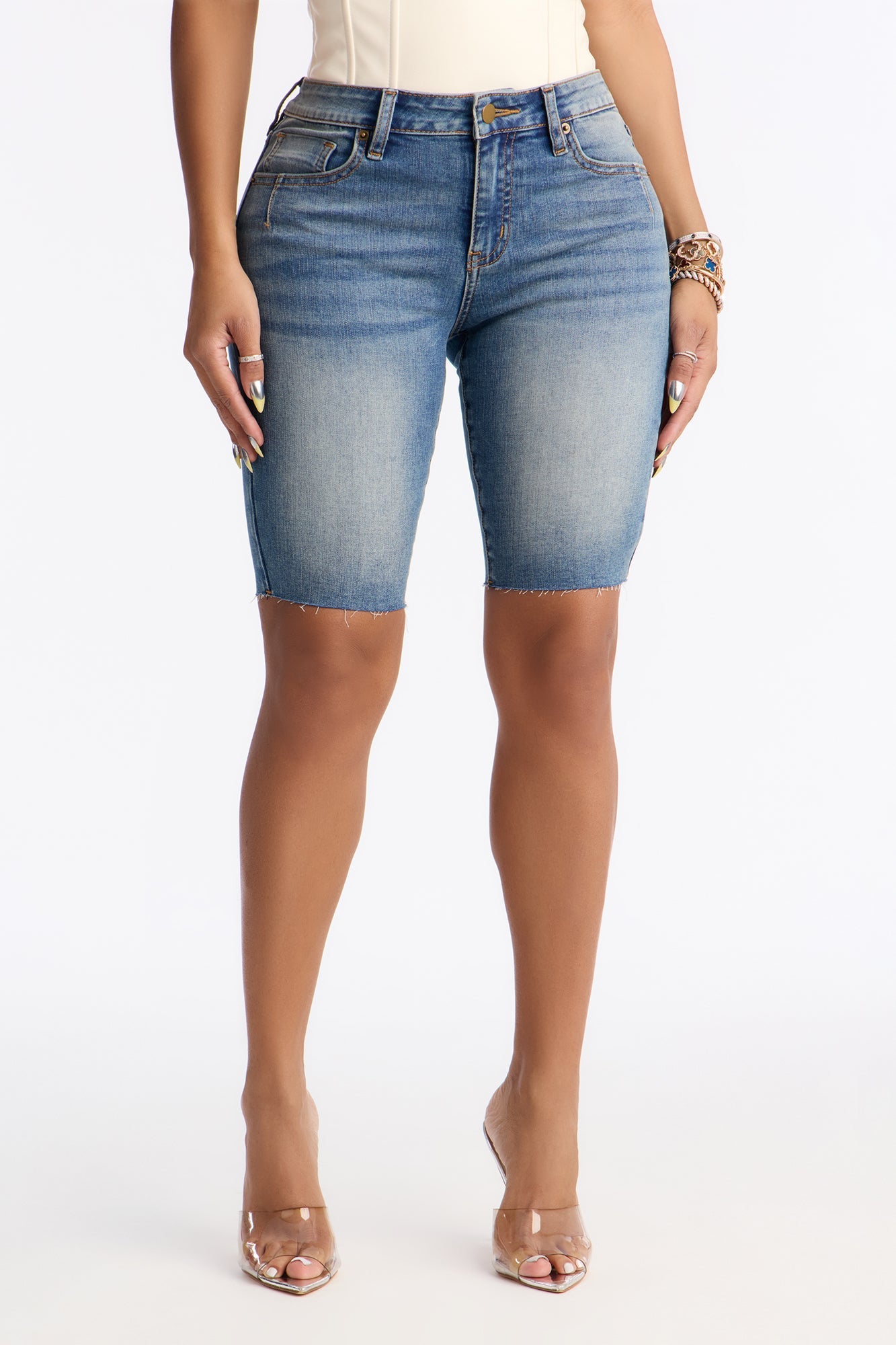 On The Daily Stretch Denim Bermuda Shorts - Vintage Wash