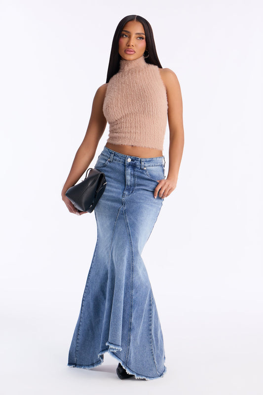 Boss Goals Chic Denim Maxi Skirt - Dark Wash