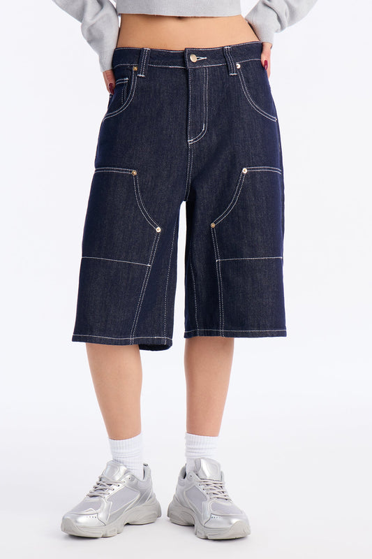 Cardiff Utility Denim Jorts - Dark Wash