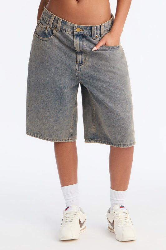 Pursuer Tinted Denim Jorts - Vintage Wash