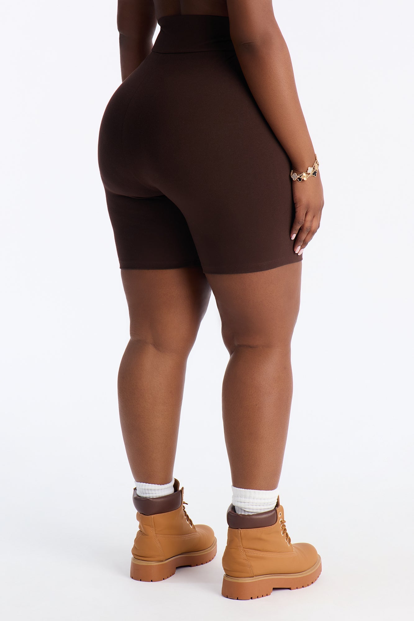 Quinn High Rise Everyday Cotton Biker Short 7″ - Chocolate