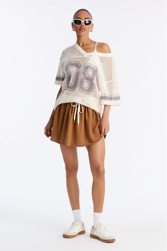 Gabby French Terry Micro Mini Skirt - Cognac