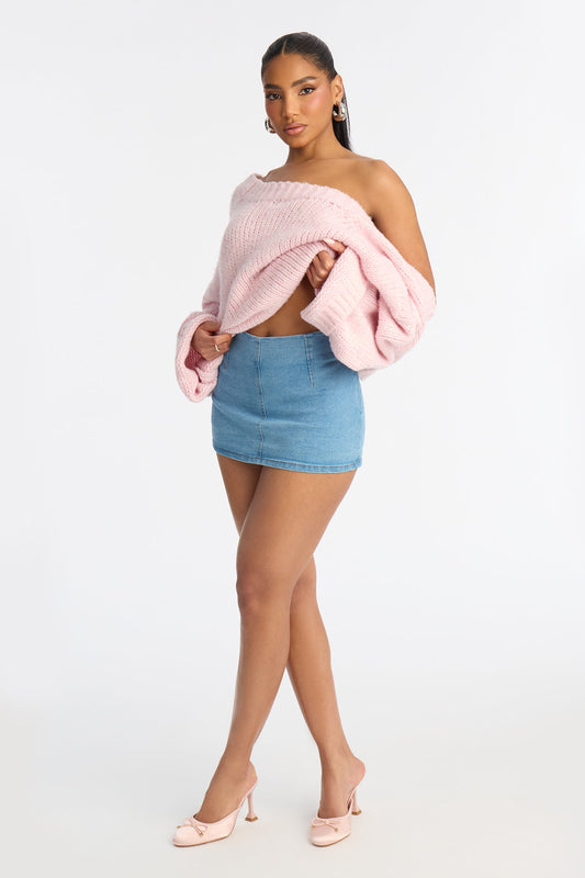 Danielle Denim Micro Mini Skort - Light Wash