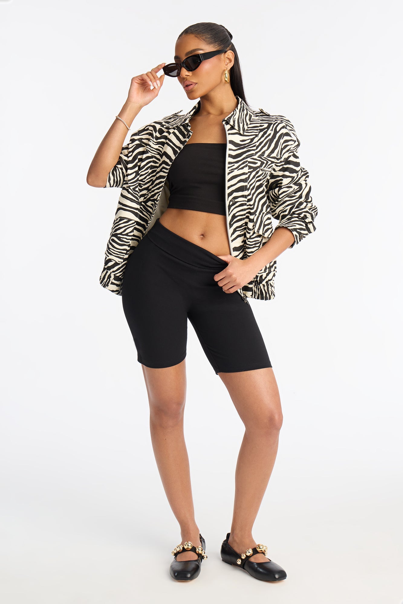 Quinn High Rise Everyday Cotton Biker Short 7″ - Black