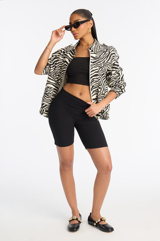 Quinn High Rise Everyday Cotton Biker Short 7″ - Black