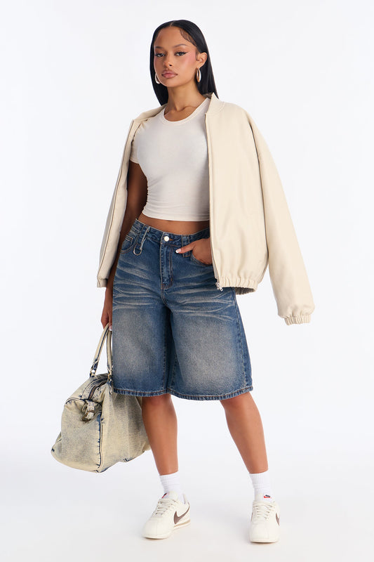 Big Talk Denim Jorts - Dark Wash