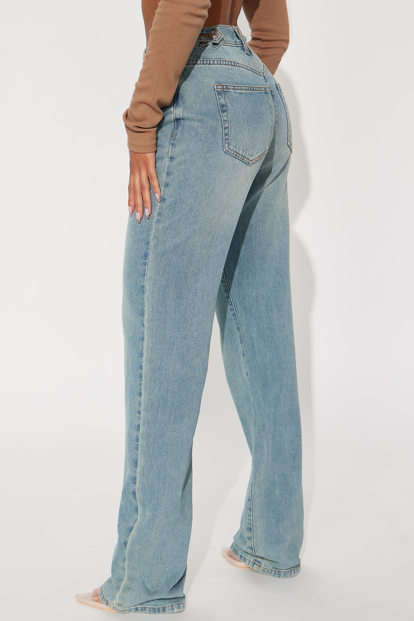 Dani Drop Waist Straight Leg Jeans - Medium Wash